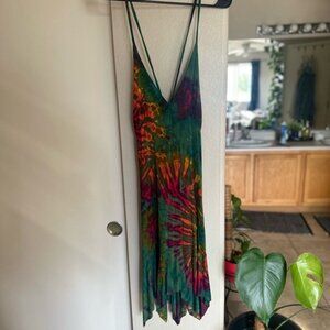 Tie-Dye Spaghetti Strap Midi Dress